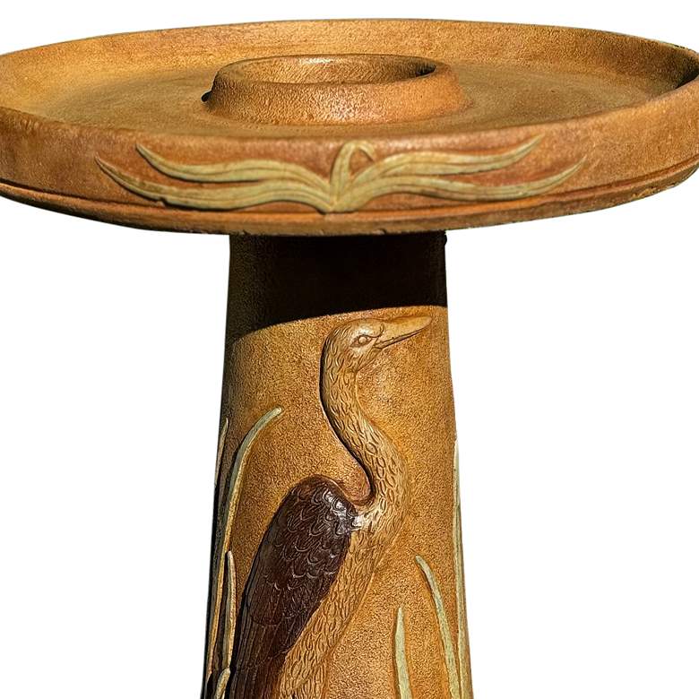 Image 2 Henri Studio Wetlands Egret 25" High Relic Hi-Tone Birdbath more views