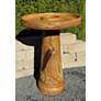 3_Henri Studio Wetlands Egret 25" High Relic Hi-Tone Birdbath more views