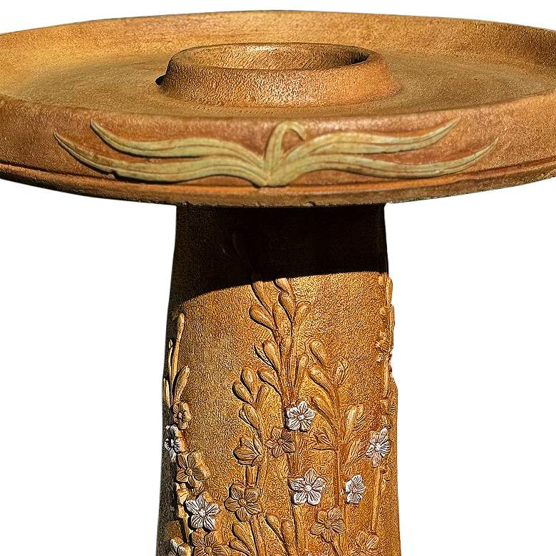 Image 2 Henri Studio Wetlands Flowers 25"H Relic Hi-Tone Birdbath more views