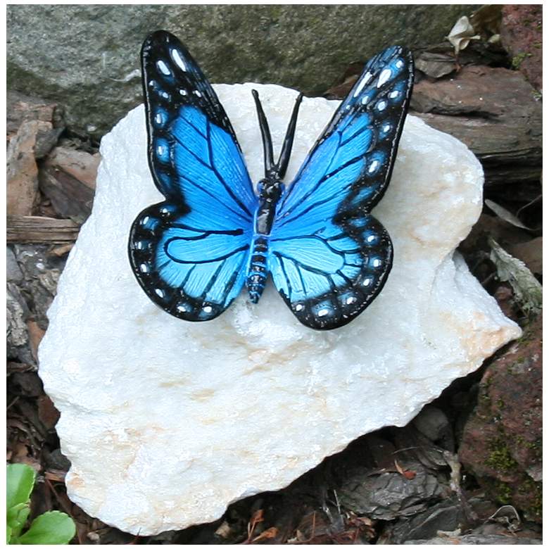 Image 1 Henri Studios Blue Butterfly 4 inch High Garden Accent Set of 4