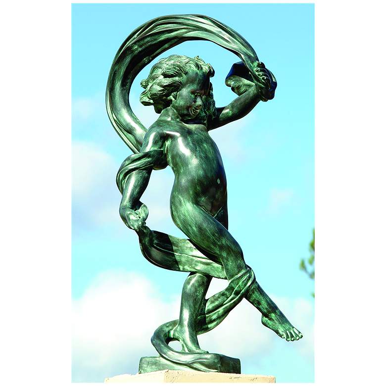 Image 1 Henri Studios Dancing in the Wind 36 inchH Cherub Outdoor Statue