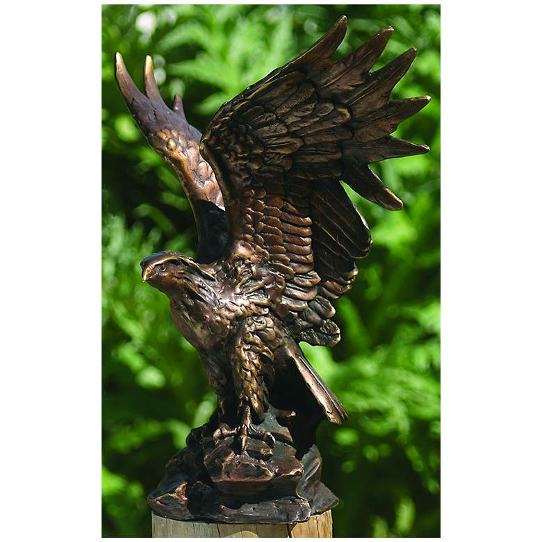 Image 1 Henri Studios Eagle Bronze 10" High Cast Brass Statue