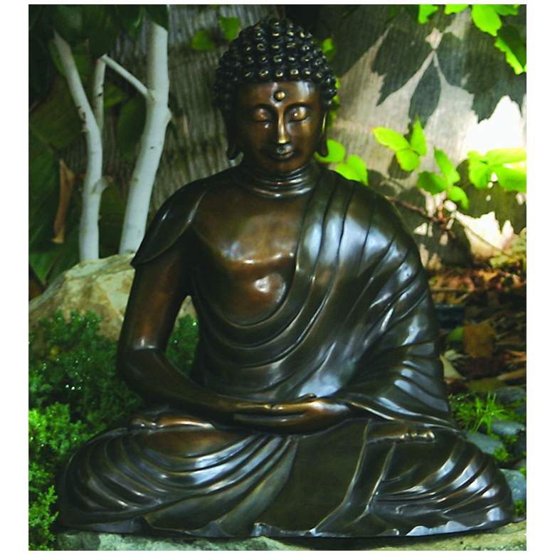Image 1 Henri Studios Seated Buddha Bronze 18 inchH Cast Brass Statue