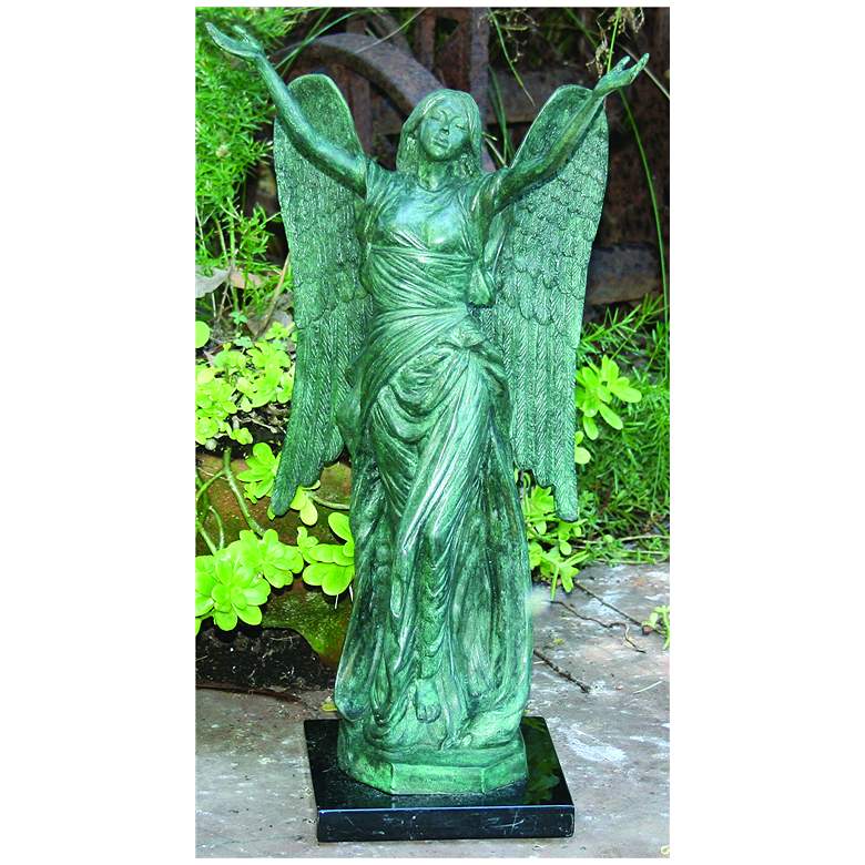 Image 1 Henri Studios Small Celestine Angel 18 inchH Cast Brass Statue