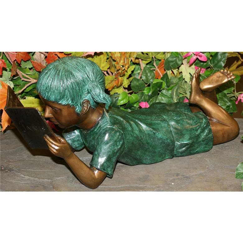 Image 1 Henri Studios Small Solitude Girl 17"W Brass Outdoor Statue