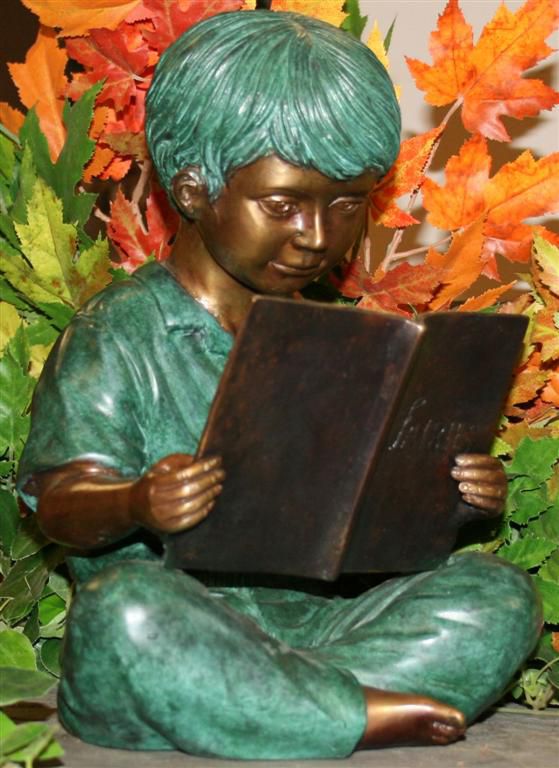 Henri Studios Storybook Boy 11"H Cast Brass Outdoor Statue - Made to Order