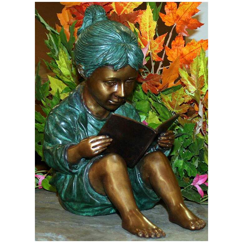 Image 1 Henri Studios Storybook Girl 13"H Cast Brass Outdoor Statue