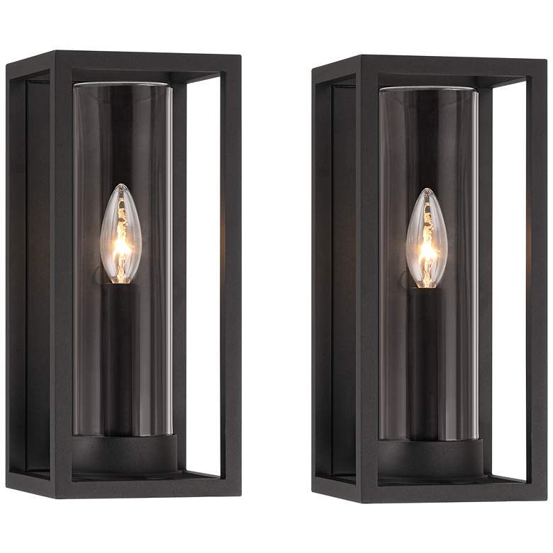 Image 2 Henry 12 1/2" High Sand Black Outdoor LED Wall Light Set of 2