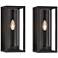 Henry 12 1/2" High Sand Black Outdoor LED Wall Light Set of 2