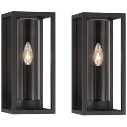 Henry 12 1/2" High Sand Black Outdoor LED Wall Light Set of 2