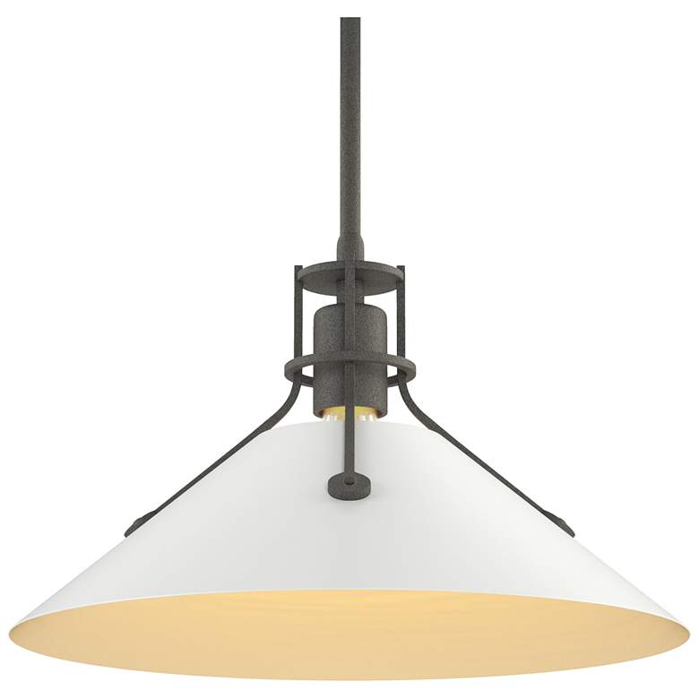 Image 1 Henry 14.4"W White Accented Iron Multi Height Pendant w/ Steel Shade
