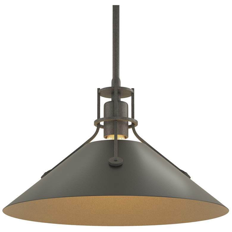 Image 1 Henry 14 1/2" Wide Natural Iron and Black Cone Pendant Light