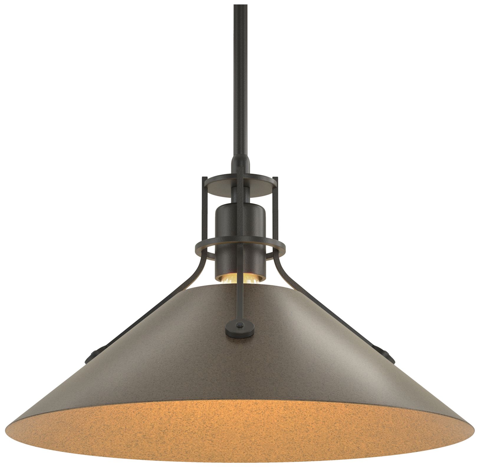Henry 14" Wide Black Pendant w/ Bronze
