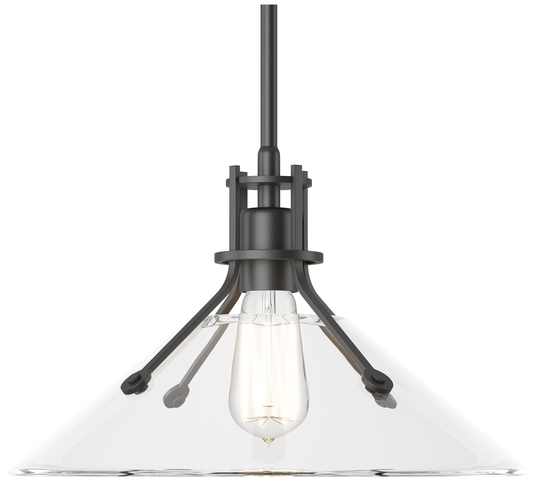 Henry 14" Wide Black Pendant w/ Clear Glass