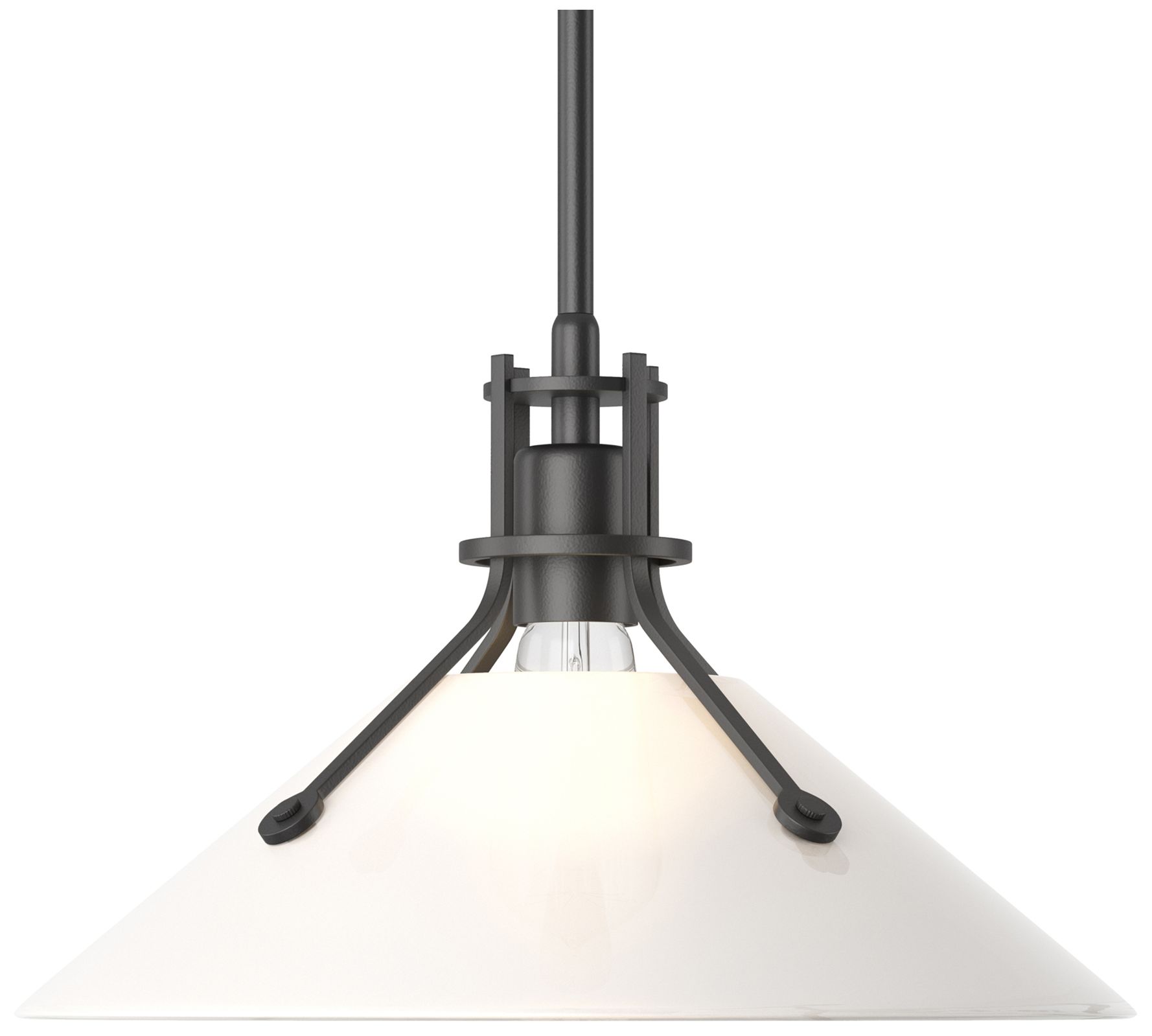 Henry 14" Wide Black Pendant w/ Frosted Glass
