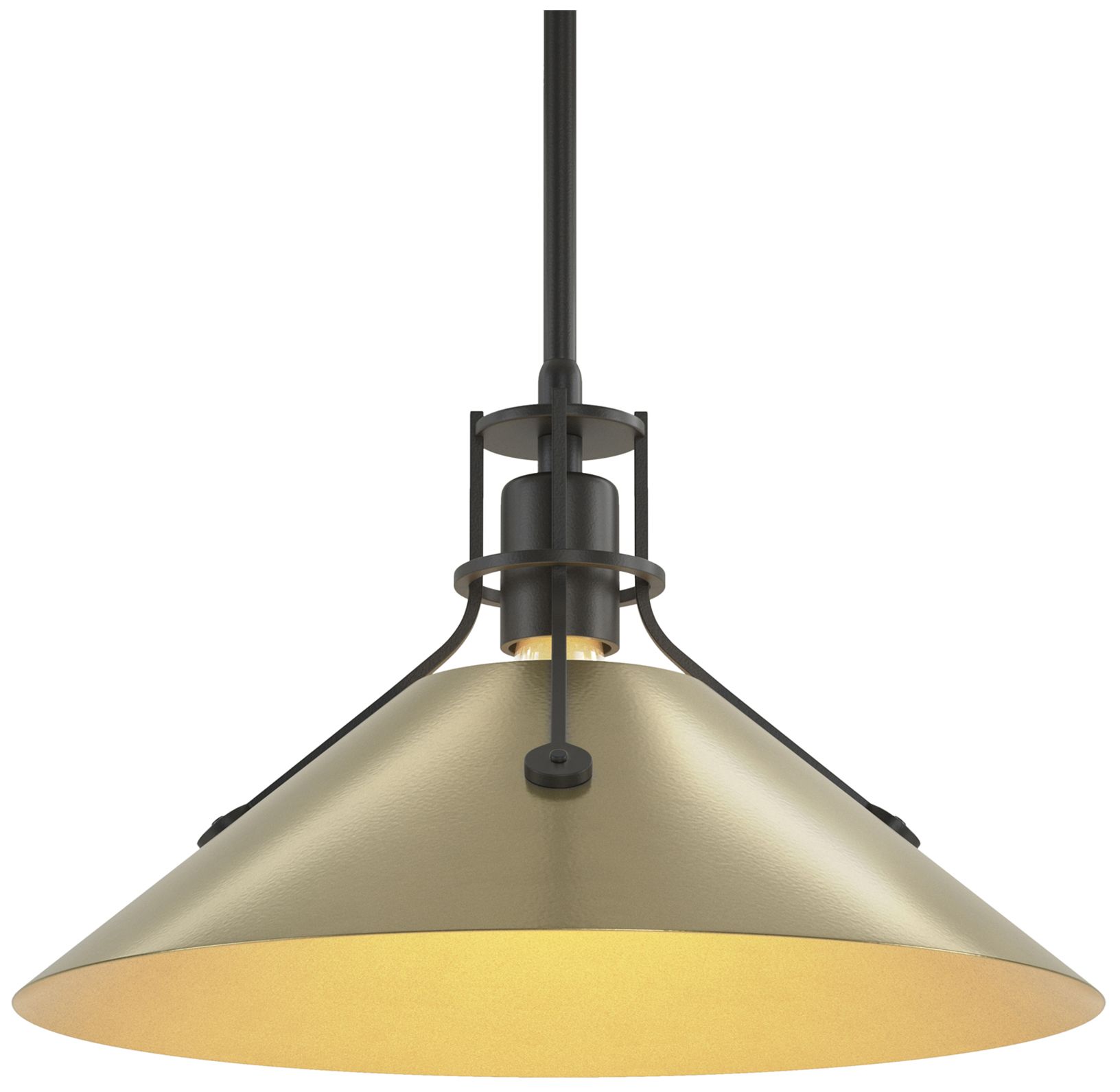 Henry 14" Wide Black Pendant w/ Modern Brass