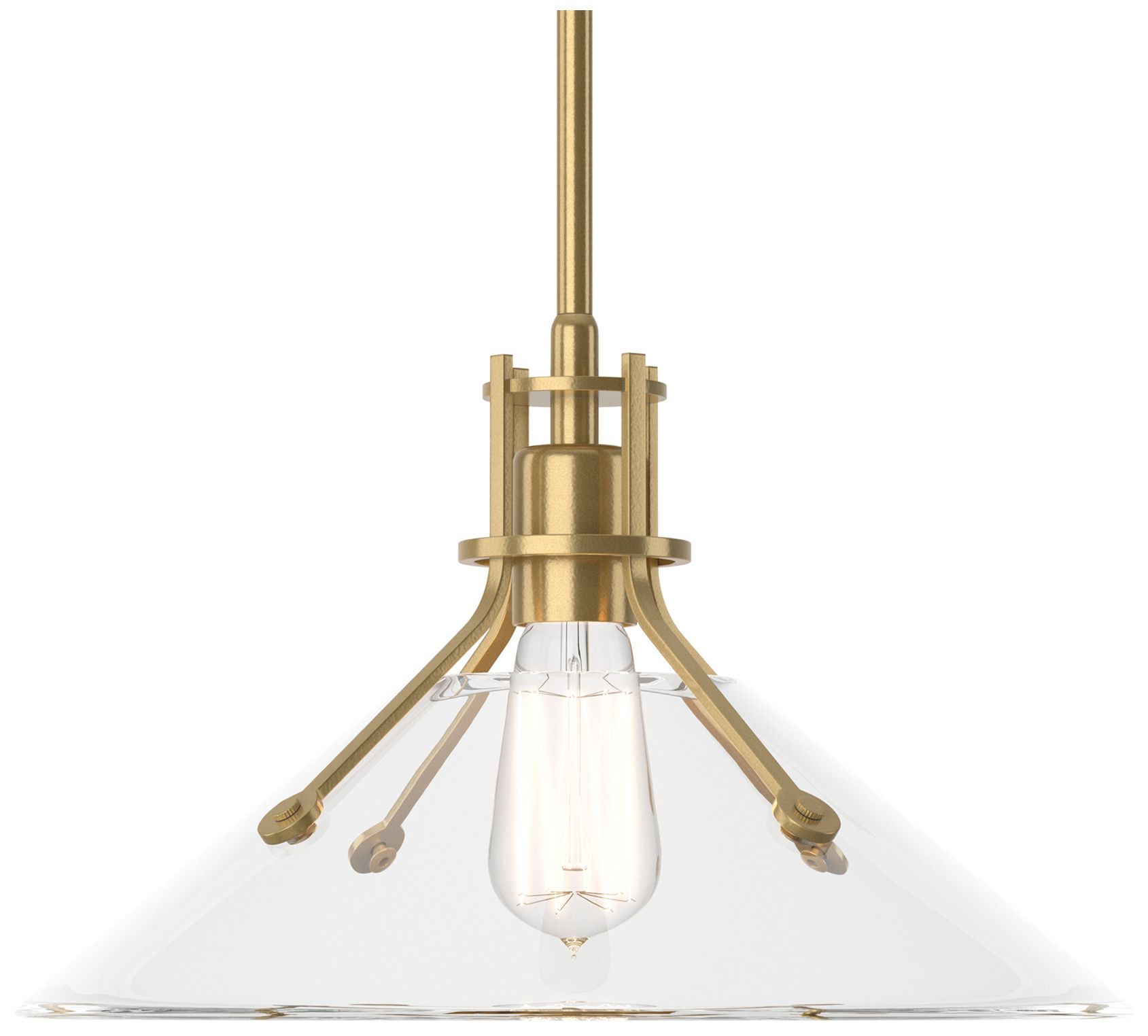 Henry 14" Wide Modern Brass Pendant w/ Clear Glass