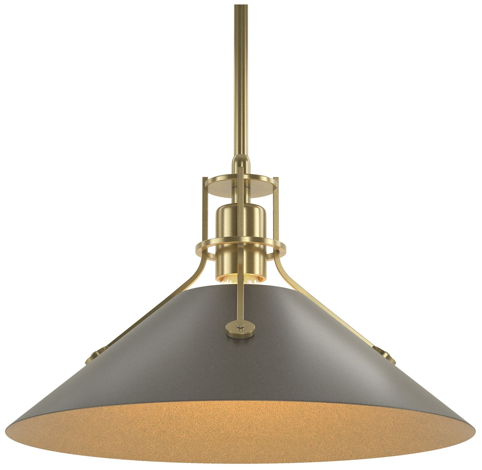 Henry 14" Wide Modern Brass Pendant w/ Dark Smoke