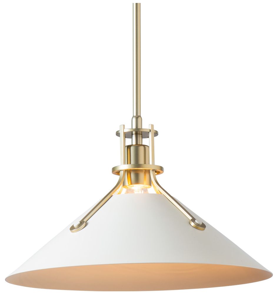 Henry 14" Wide Modern Brass Pendant w/ White