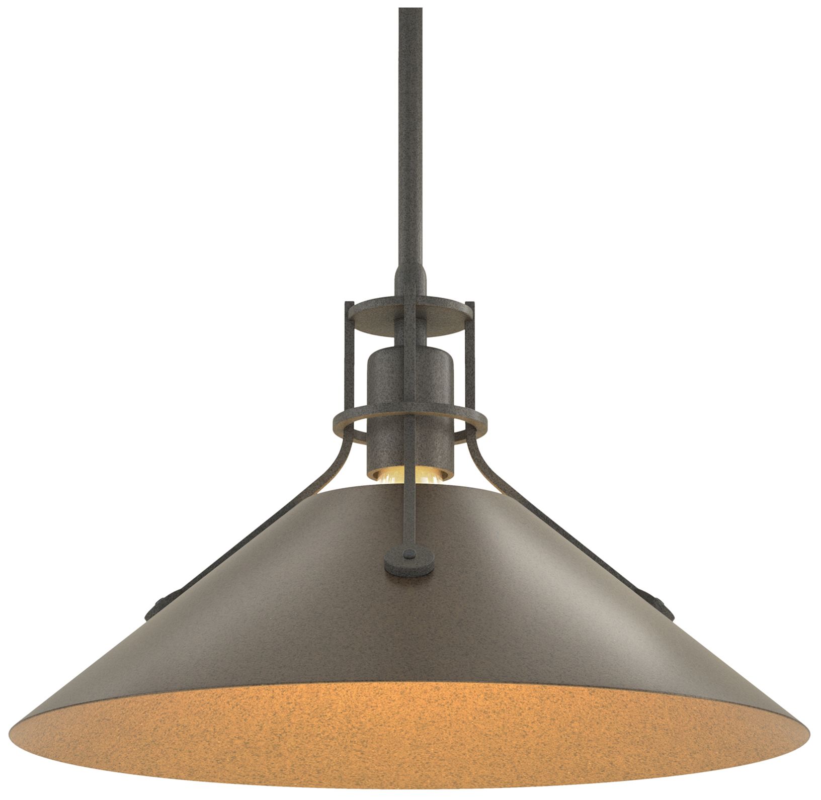 Henry 14" Wide Natural Iron Pendant w/ Bronze
