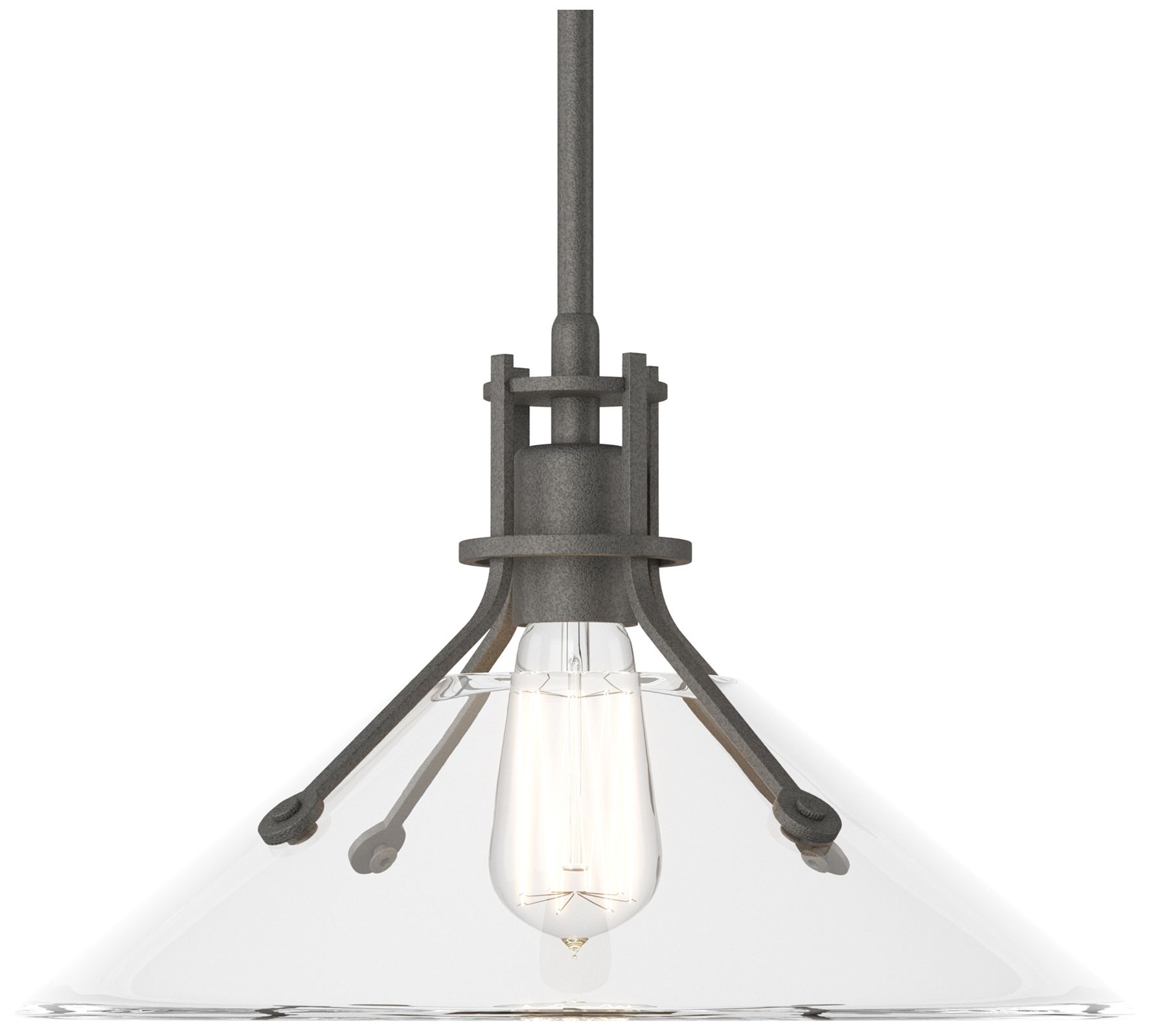 Henry 14" Wide Natural Iron Pendant w/ Clear Glass
