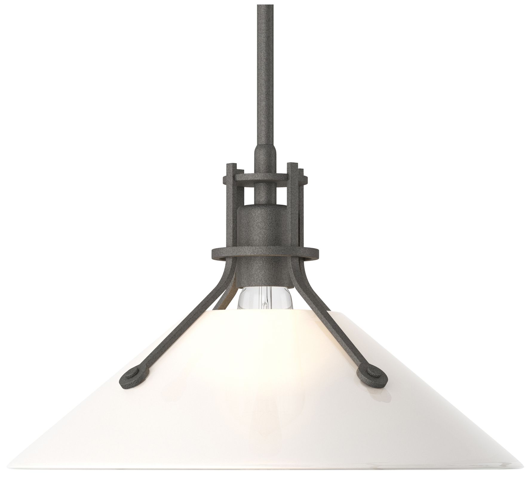 Henry 14" Wide Natural Iron Pendant w/ Frosted Glass