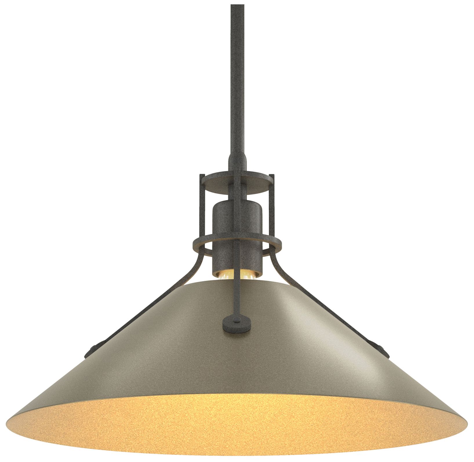 Henry 14" Wide Natural Iron Pendant w/ Soft Gold