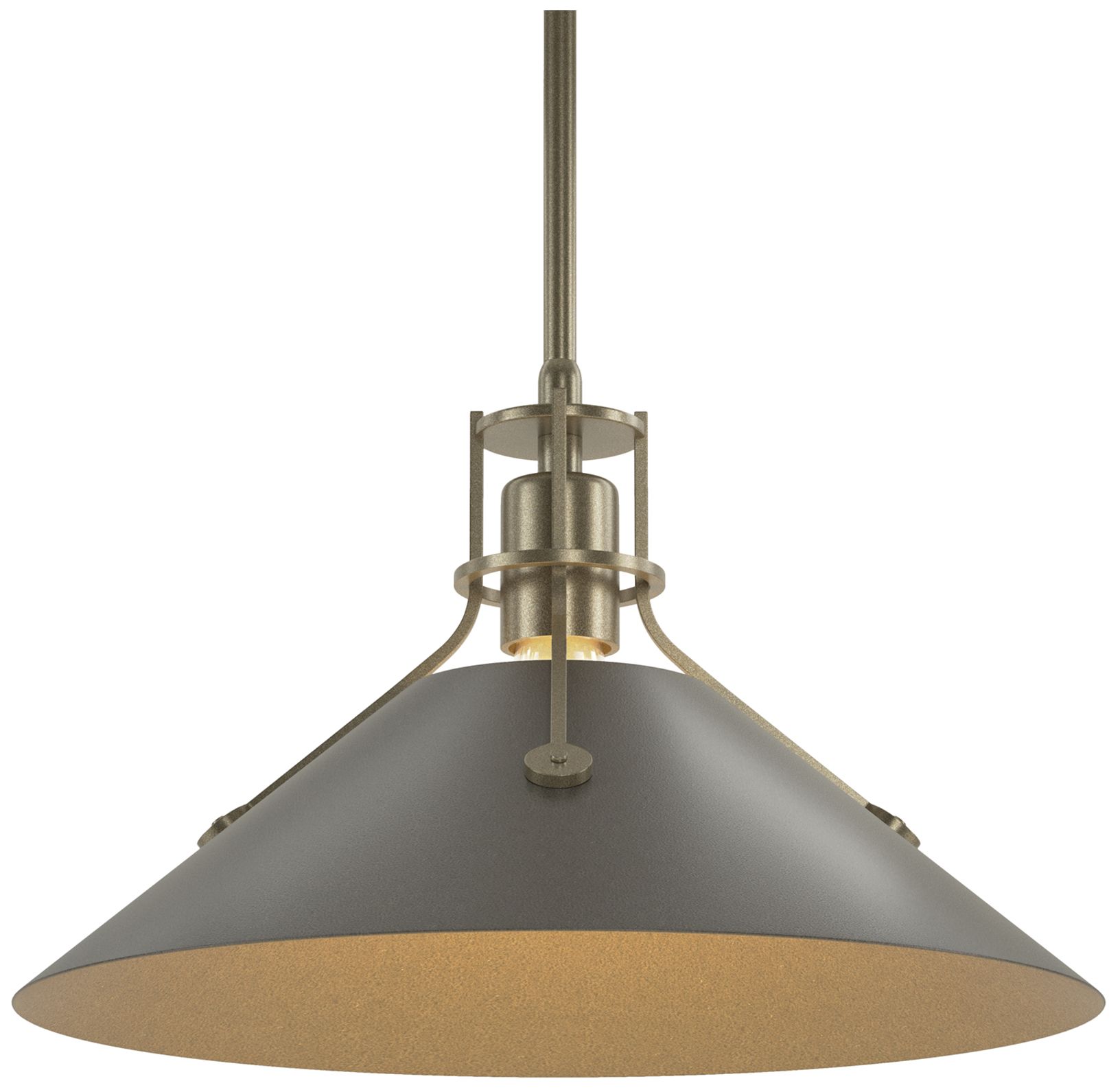 Henry 14" Wide Soft Gold Pendant w/ Dark Smoke