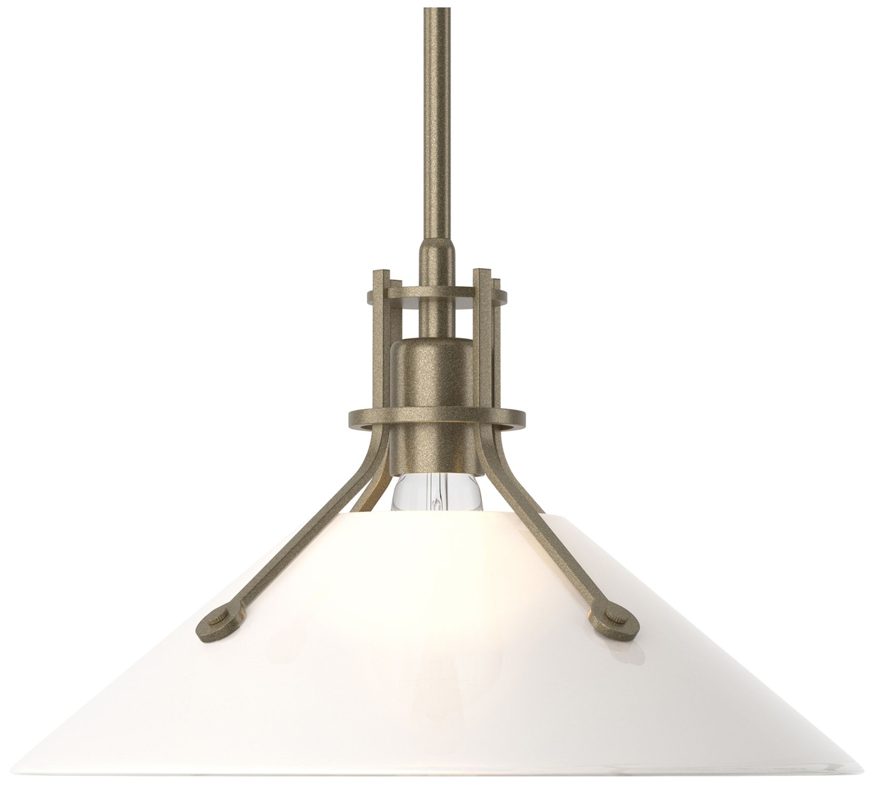 Henry 14" Wide Soft Gold Pendant w/ Frosted Glass