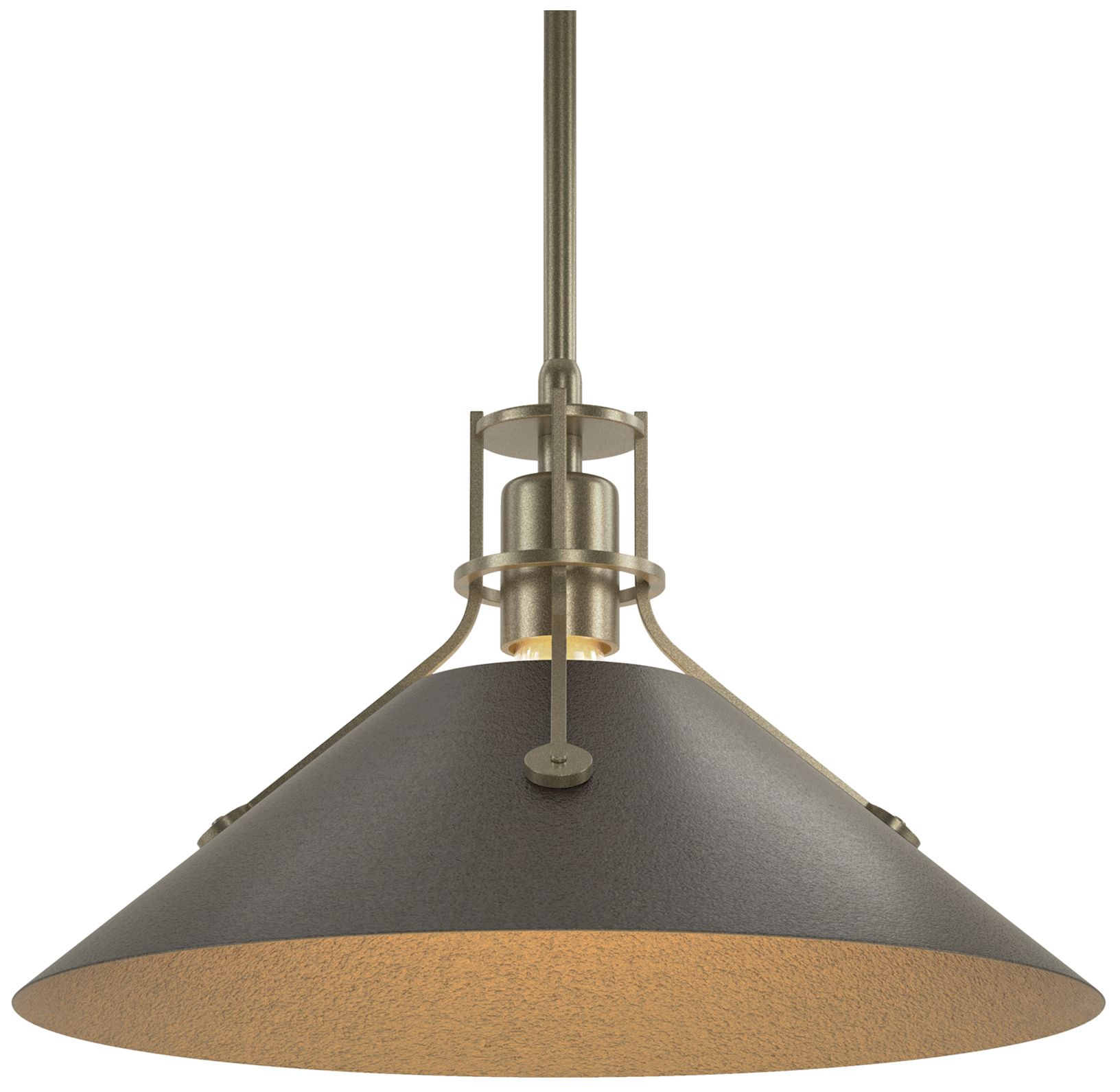 Henry 14" Wide Soft Gold Pendant w/ Oil Rubbed Bronze