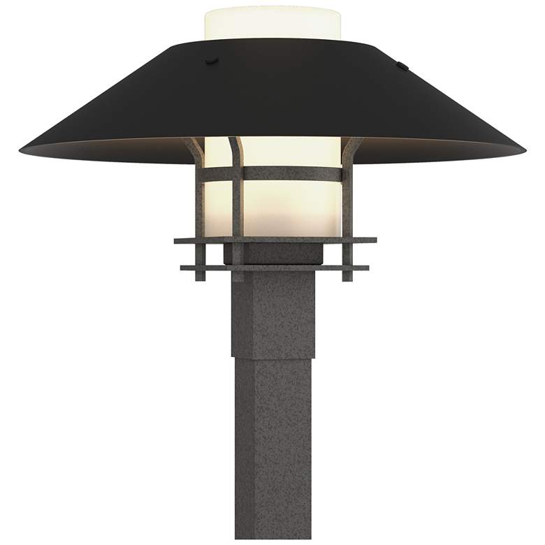 Image 1 Henry 15.8 inchH Black Accented Natural Iron Outdoor Post Light w/ Opal Sh