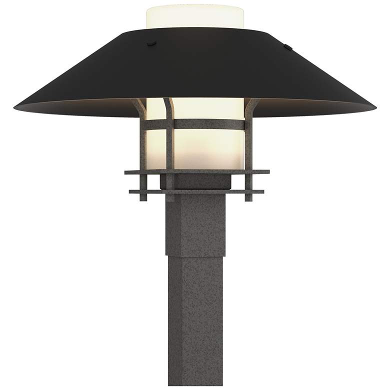Image 1 Henry 15.8"H Black Accented Natural Iron Outdoor Post Light w/ Opal Sh