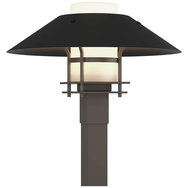 Image 1 Henry 15.8 inchH Black Accented Smoke Outdoor Post Light w/ Opal Shade
