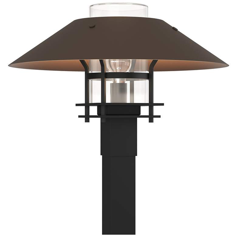 Image 1 Henry 15.8"H Bronze Accented Black Outdoor Post Light w/ Clear Shade