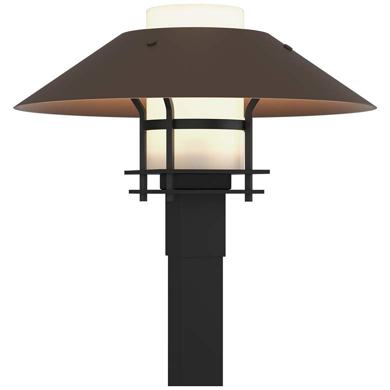 Image 1 Henry 15.8 inchH Bronze Accented Black Outdoor Post Light w/ Opal Shade