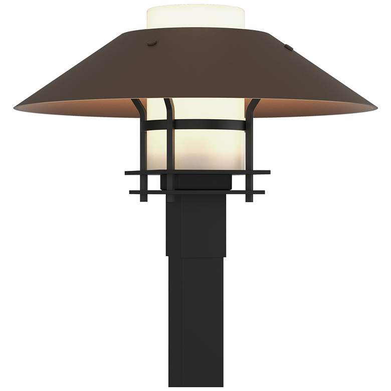 Image 1 Henry 15.8"H Bronze Accented Black Outdoor Post Light w/ Opal Shade