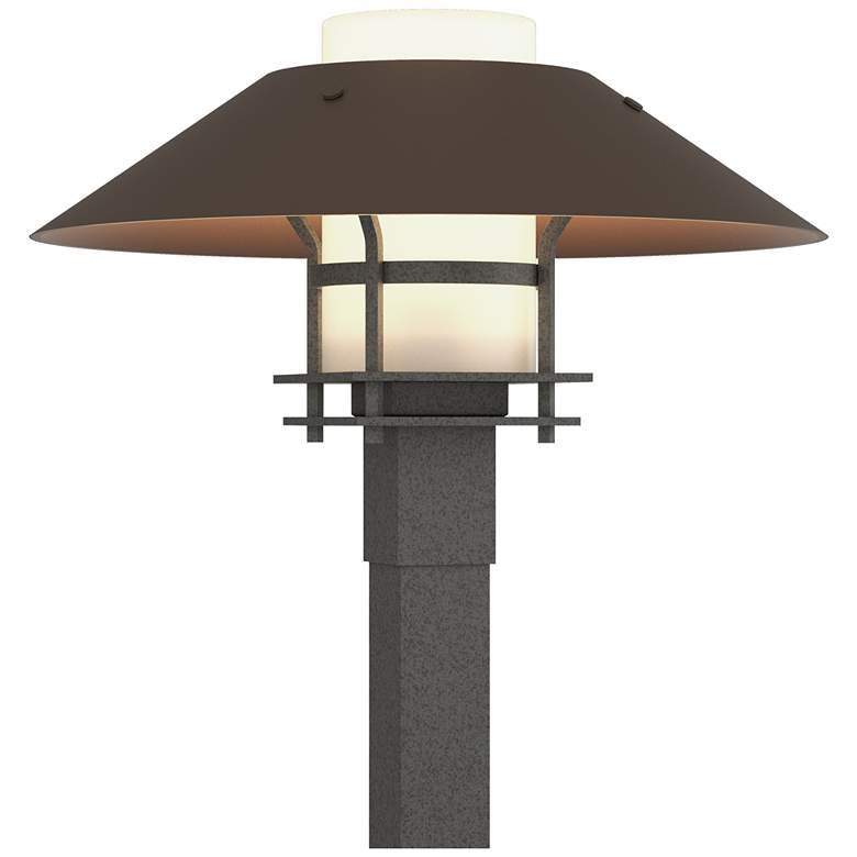 Image 1 Henry 15.8 inchH Bronze Accented Natural Iron Outdoor Post Light w/ Opal S