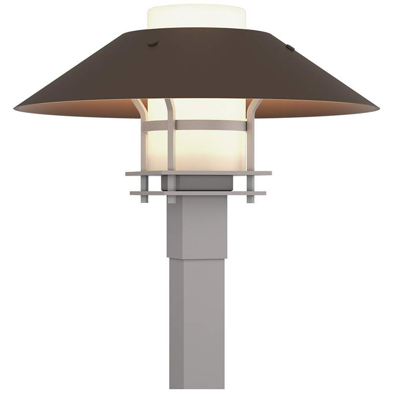 Image 1 Henry 15.8 inchH Bronze Accented Steel Outdoor Post Light w/ Opal Shade