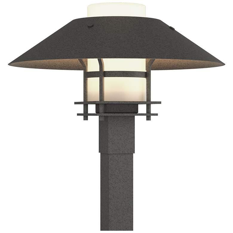 Image 1 Henry 15.8 inchH Iron Accented Iron Outdoor Post Light w/ Opal Shade