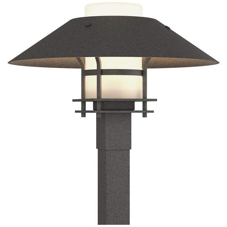 Image 1 Henry 15.8"H Iron Accented Iron Outdoor Post Light w/ Opal Shade
