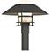 Henry 15.8"H Iron Accented Iron Outdoor Post Light w/ Opal Shade