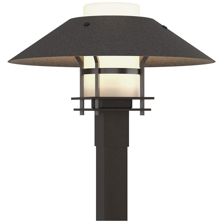 Image 1 Henry 15.8 inchH Iron Accented Oiled Bronze Outdoor Post Light w/ Opal Sha