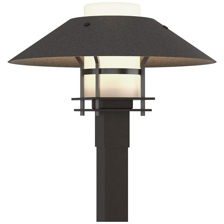 Image 1 Henry 15.8"H Iron Accented Oiled Bronze Outdoor Post Light w/ Opal Sha