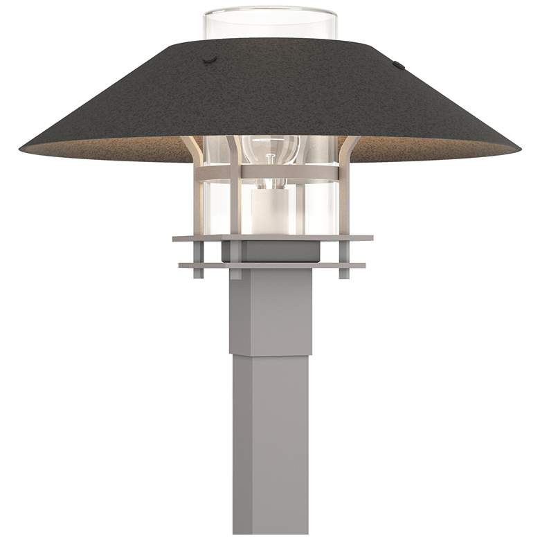 Image 1 Henry 15.8 inchH Iron Accented Steel Outdoor Post Light w/ Clear Shade