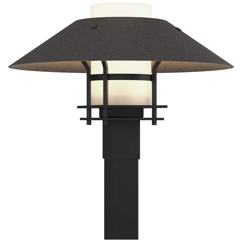 Image 1 Henry 15.8"H Natural Iron Accented Black Outdoor Post Light w/ Opal Sh