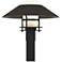 Henry 15.8"H Oiled Bronze Accented Black Outdoor Post Light w/ Opal Sh