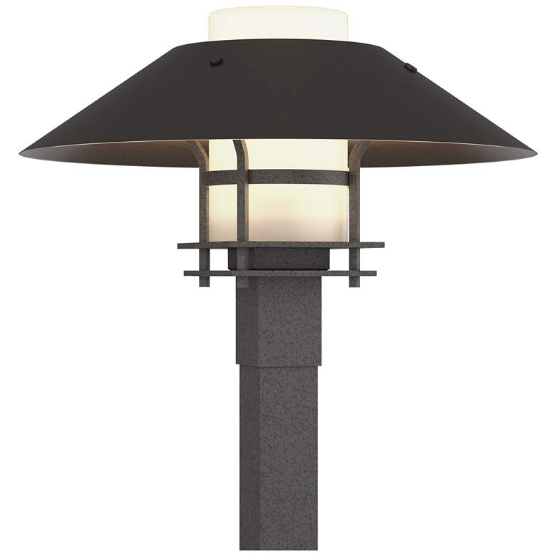 Image 1 Henry 15.8 inchH Oiled Bronze Accented Iron Outdoor Post Light w/ Opal Sha