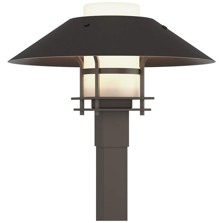 Image 1 Henry 15.8 inchH Oiled Bronze Accented Smoke Outdoor Post Light w/ Opal Sh