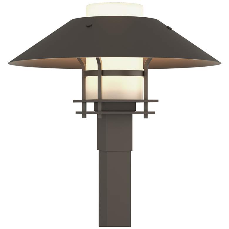 Image 1 Henry 15.8 inchH Smoke Accented Smoke Outdoor Post Light w/ Opal Shade