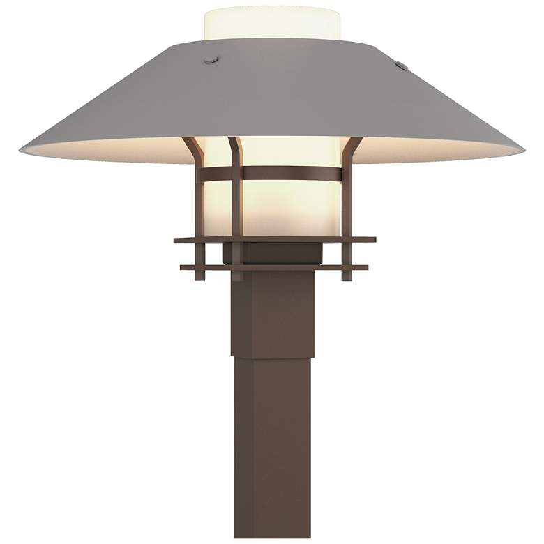 Image 1 Henry 15.8 inchH Steel Accented Bronze Outdoor Post Light w/ Opal Shade